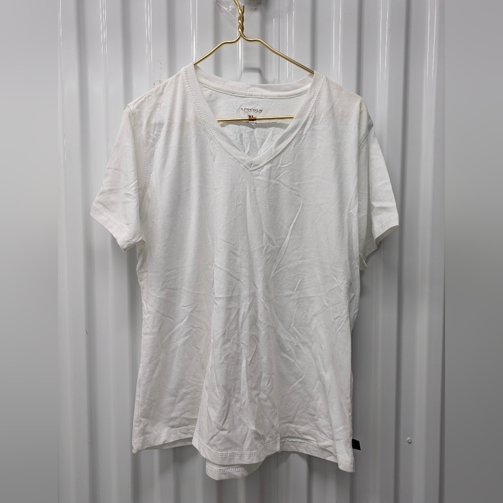 lincoln Outfitters Classic White V-Neck Tee